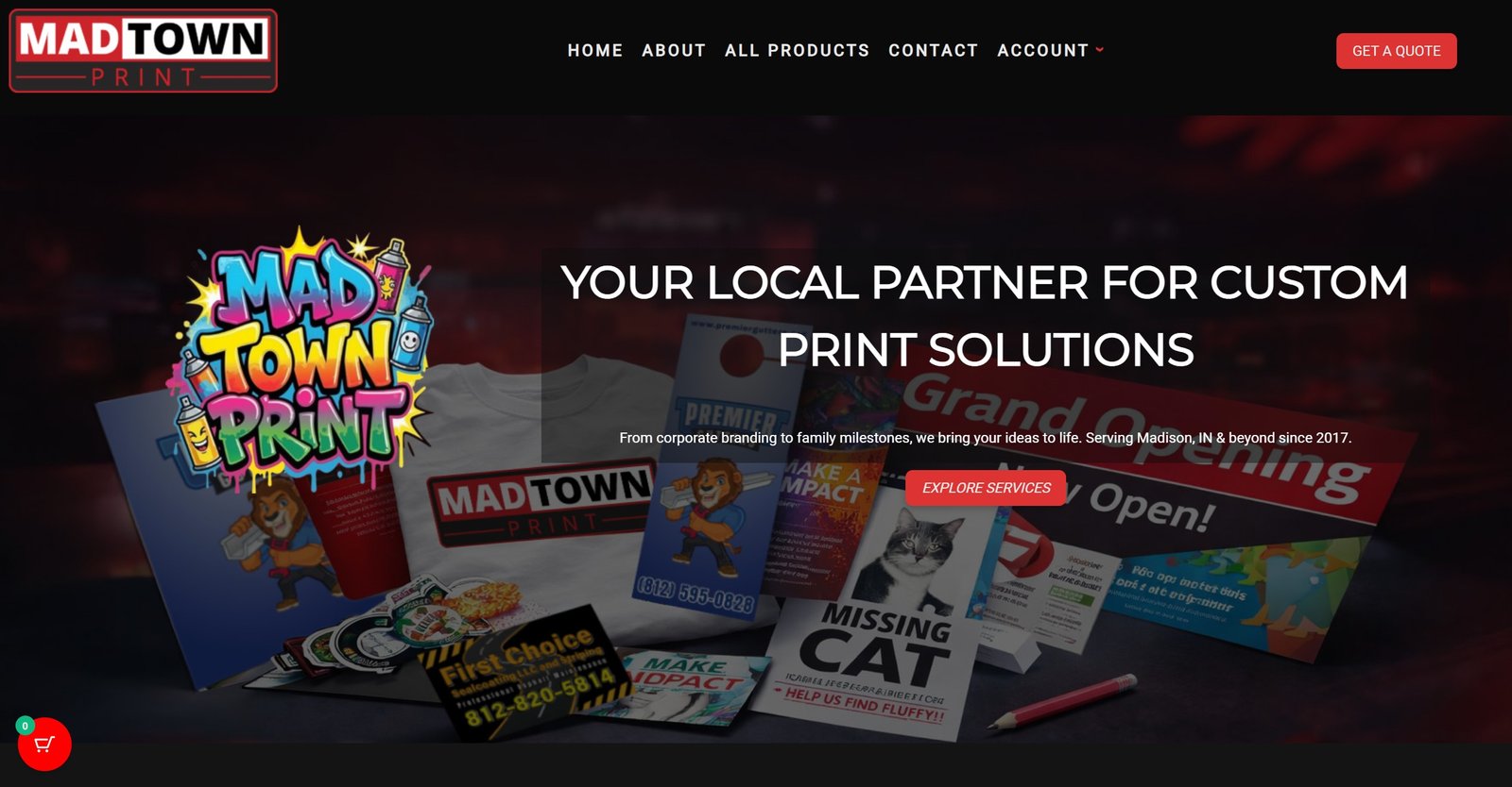 Mad Town Print website preview